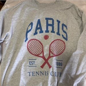 Paris Tennis Club Graphic Sweatshirt - Gray with Blue & Red
